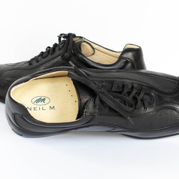 Neil M Shoes Mens 11.5 EEE Wide Black Leather Designer Lace Up Sporty Business - Picture 8 of 11